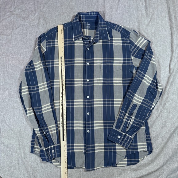 J Crew Shirt Mens Large Blue Gray Plaid Lightweight Chambray‎ Button Up Casual - Picture 4 of 10